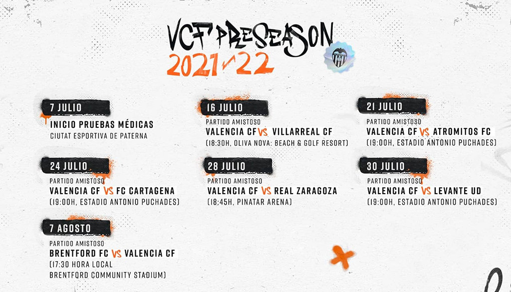 Conoce el calendario de partidos de pretemporada del Valencia CF